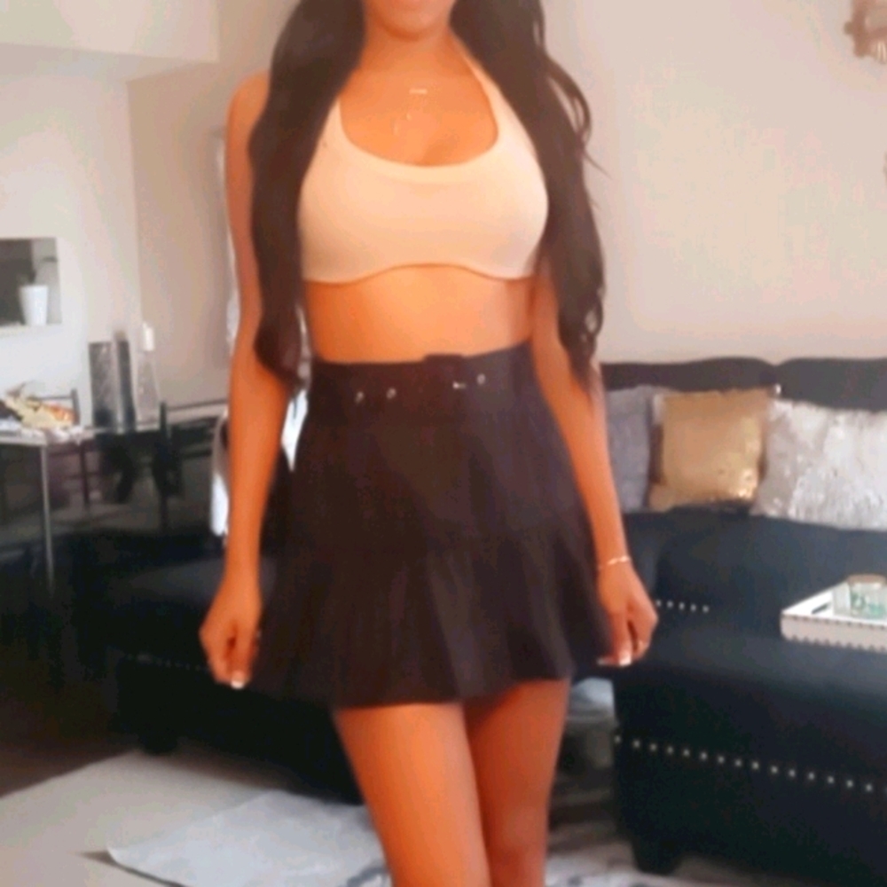 Black ruffled skirt